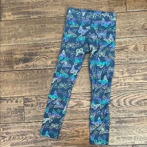 Blue Butterfly Print Kids Leggings